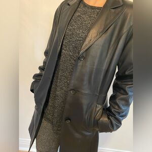 Black leather trench coat Aldo